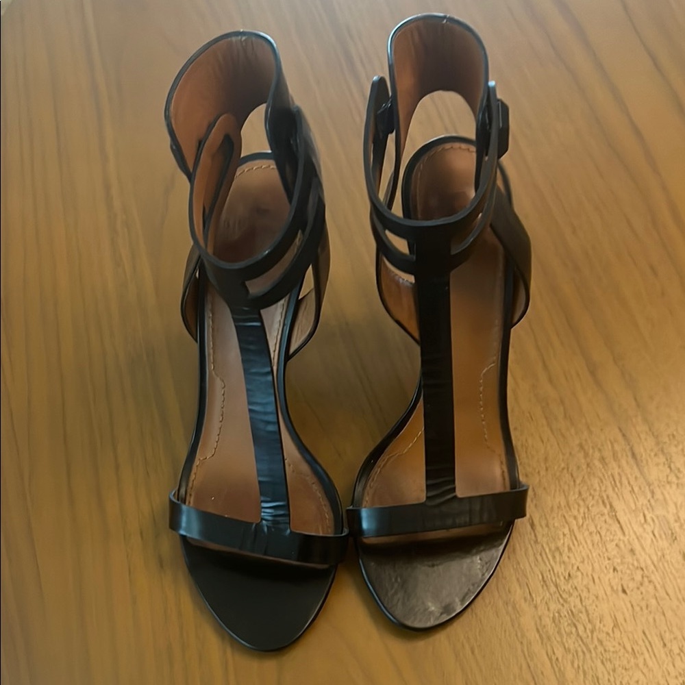 Givenchy Black Heels T-Strap Stiletto Sandals